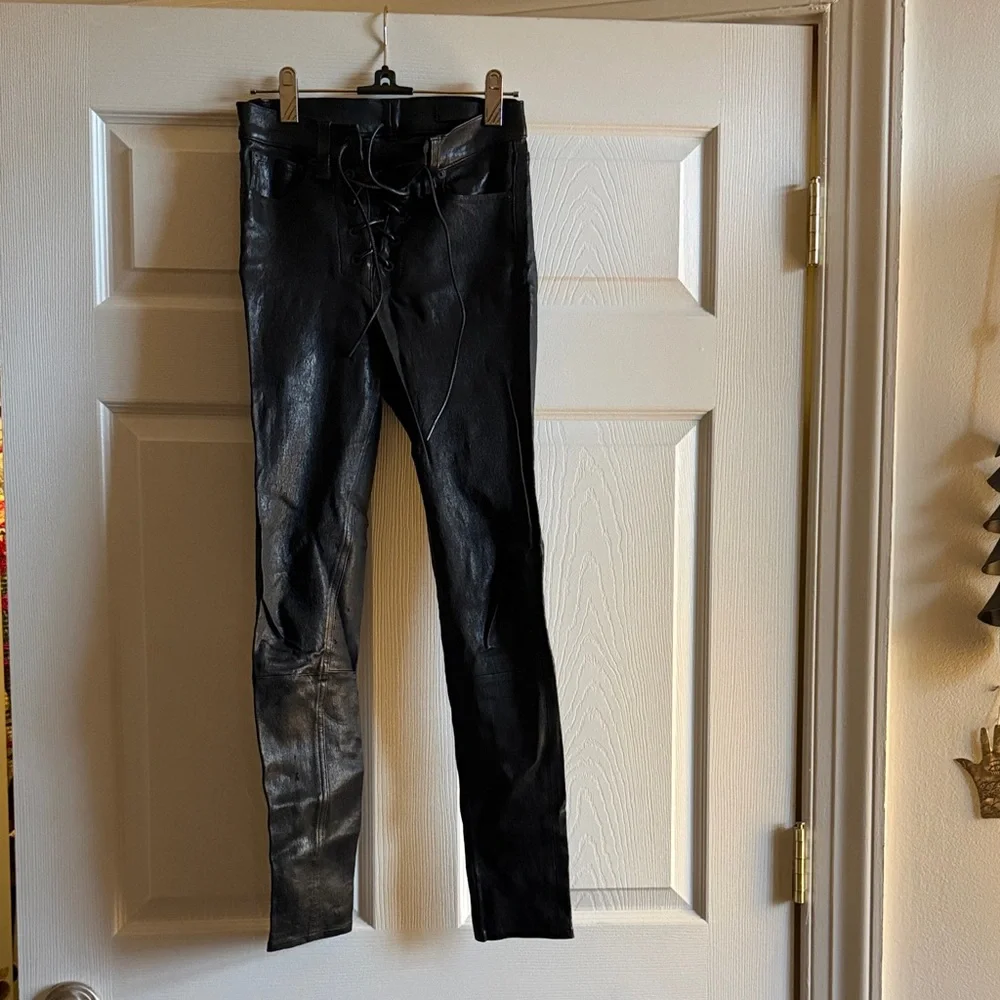 Rag and Bone real leather Black Lace-Up Leather Pants - Picture 3 of 4